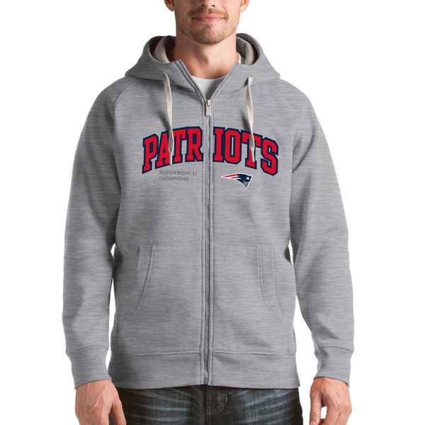 New England Patriots Antigua Super Bowl LI Champions Victory Full-Zip Hoodie - Heathered Gray